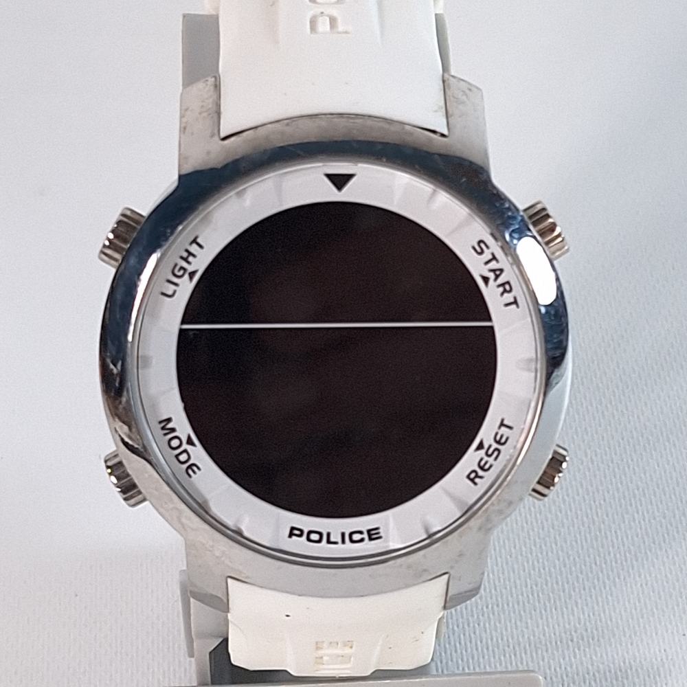 Police Men's Cyber Digital Chronograph Day-Date White LCD Digital Watch (12898J)